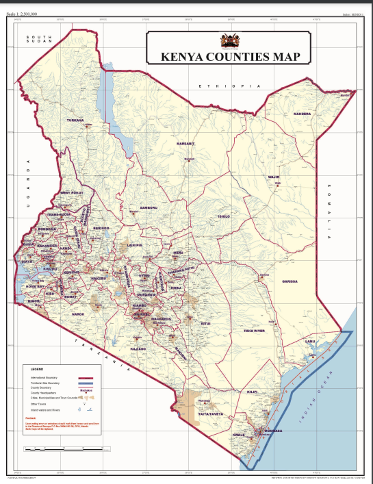 Kenya County Map Image