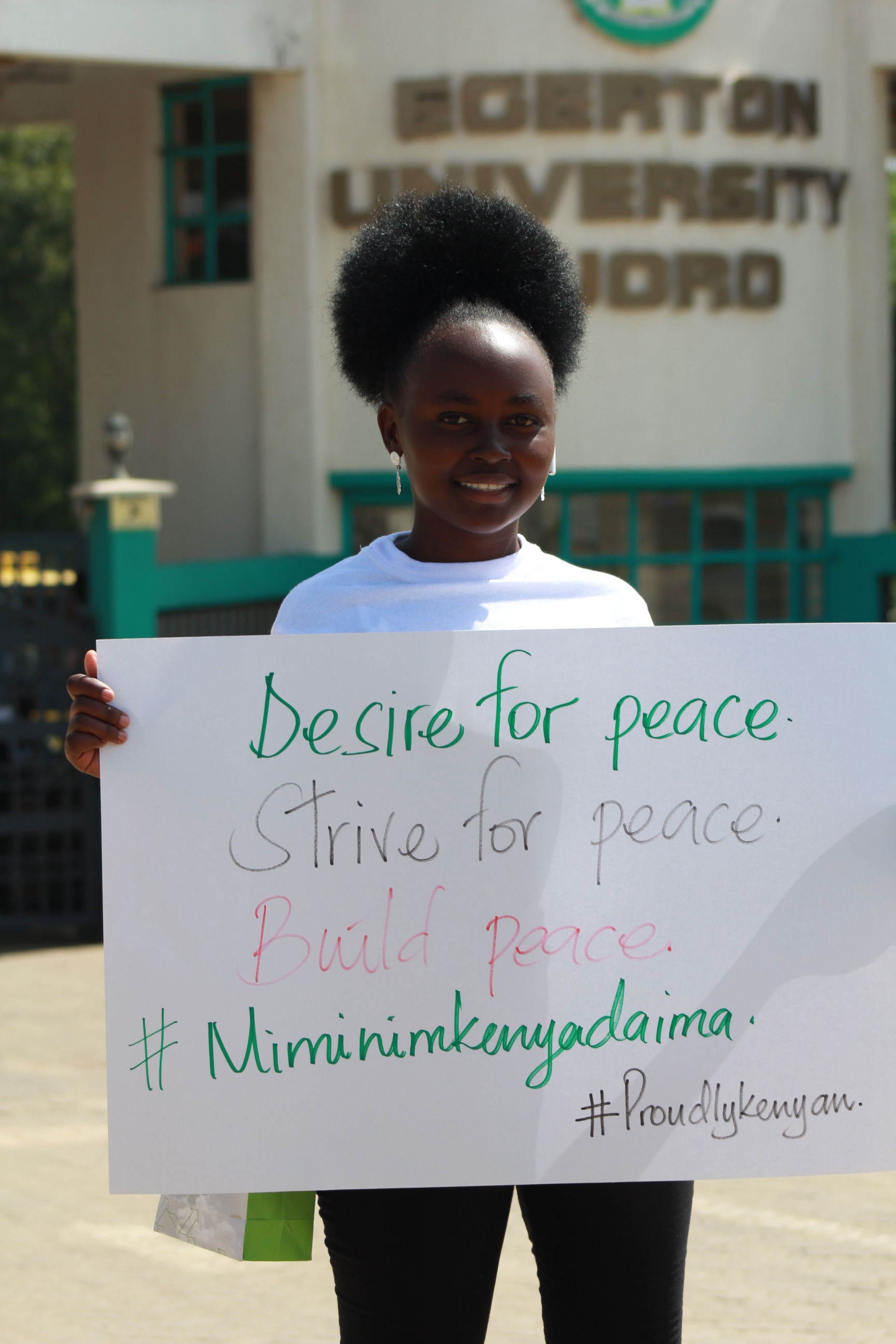 Egerton University students promoting peace during the electioneering period